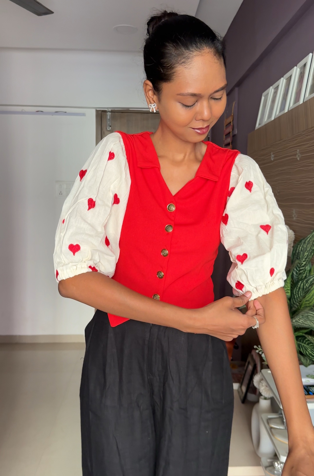 Cotton Heart Print Sleeves