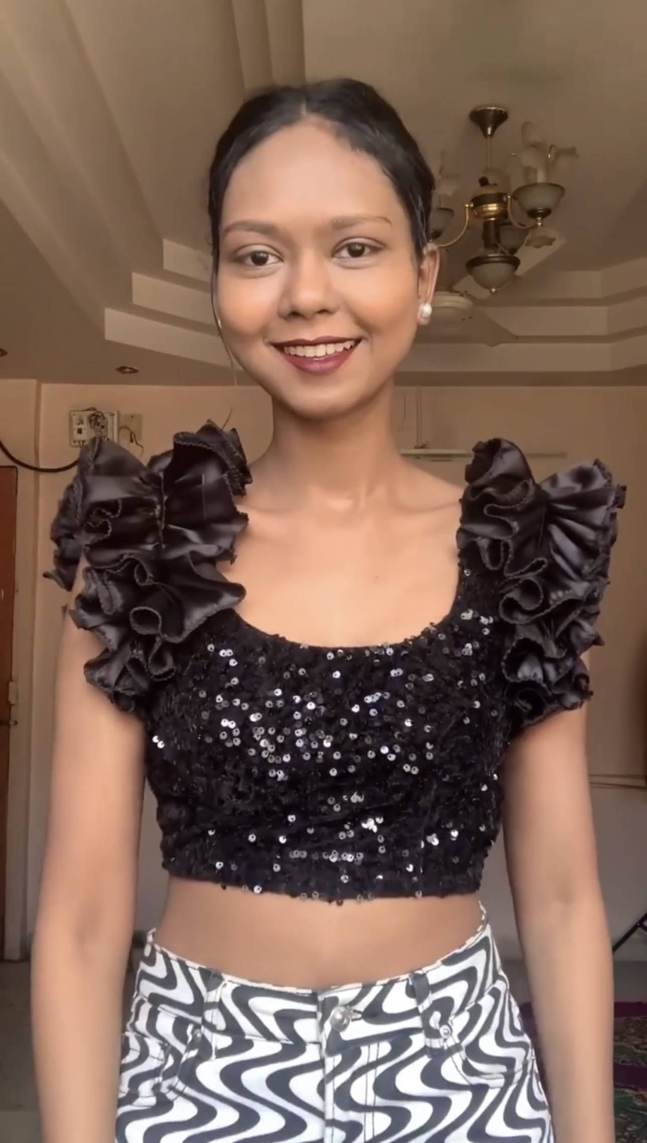 Black Satin Ruffle Sleeves