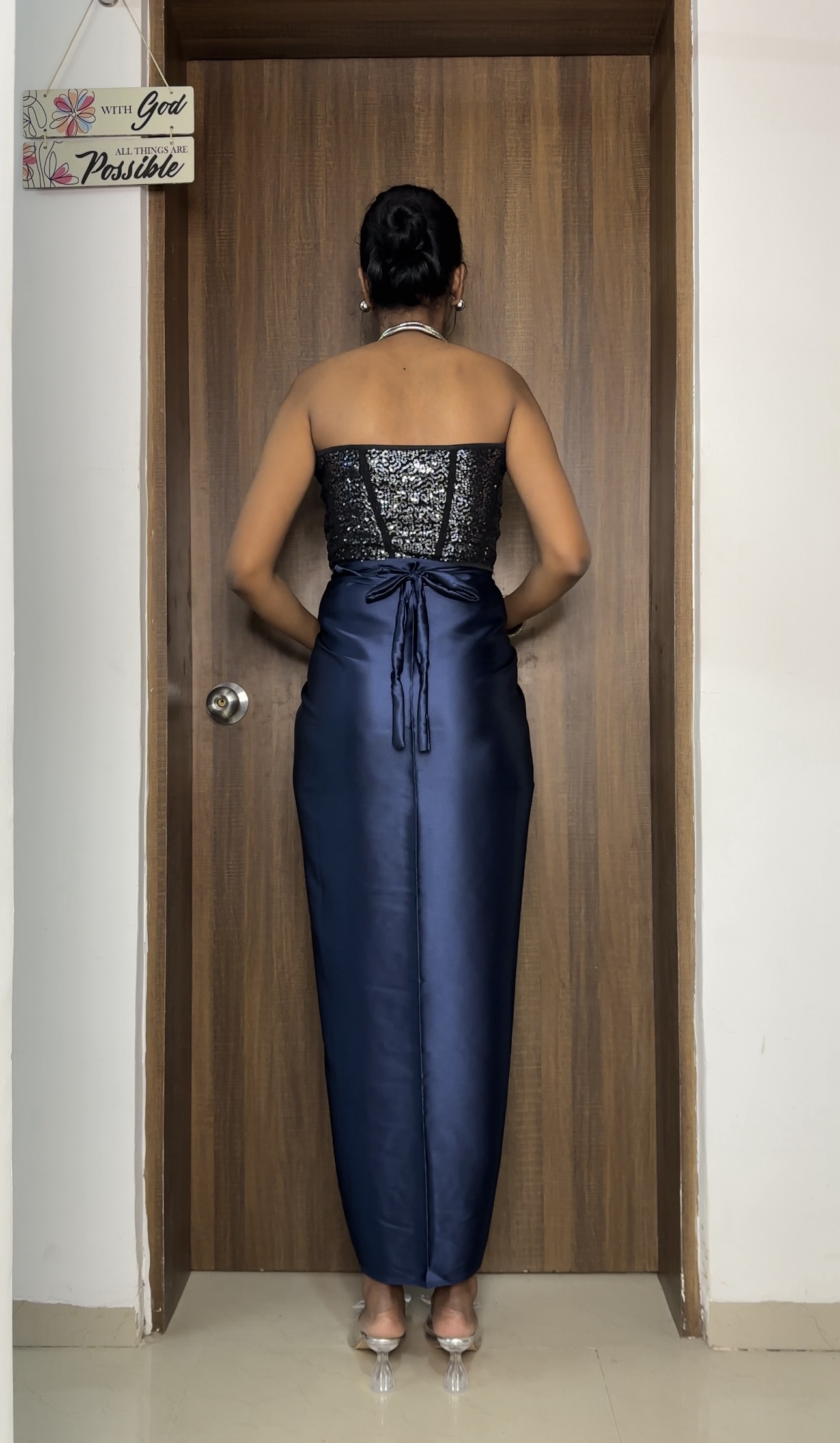 Navy Blue Satin Multiway Skirt