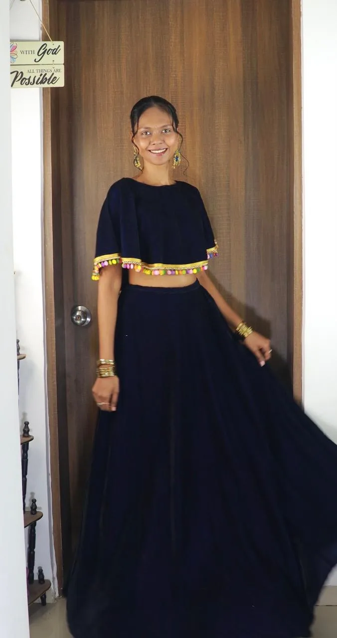 Velvet Navy Blue Co-ord Set