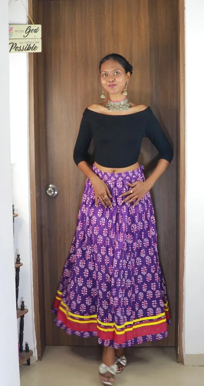 Purple Cotton Long Skirt