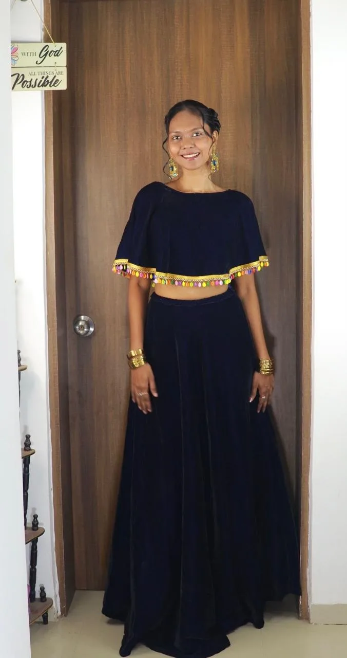 Velvet Navy Blue Co-ord Set